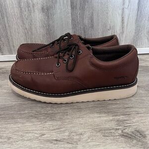 Golden Fox Rugged Leather Moc Toe Work Boots Shoe Brunn Men's Size 11 Brown Low
